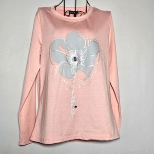 Sheilay long sleeve graphic pink top nwt small